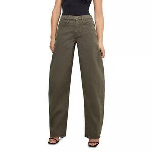 Good American Good Barrel High Waist Relaxed Barrel Twill Pants In Fatigue 14/32